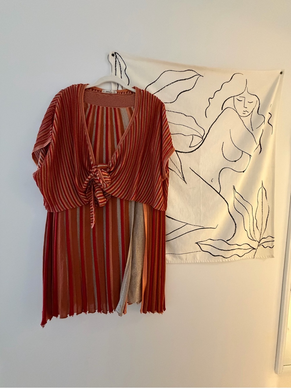 Zara Striped Two-Piece Knit Tunic in Rust with Matching Skirt